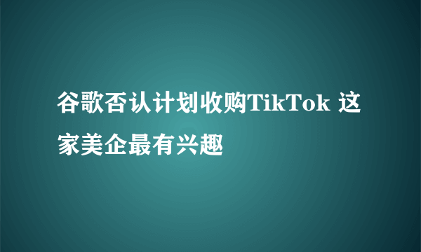 谷歌否认计划收购TikTok 这家美企最有兴趣