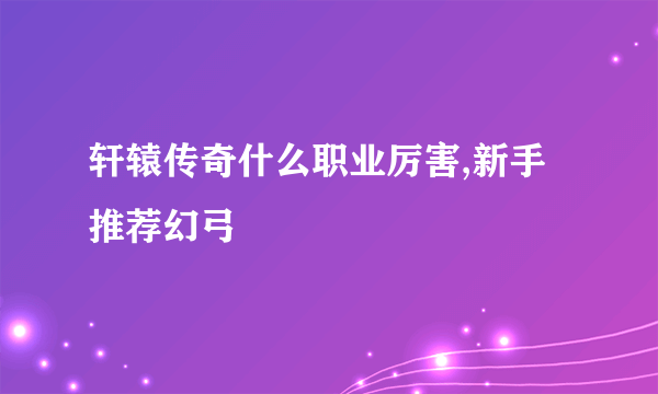 轩辕传奇什么职业厉害,新手推荐幻弓