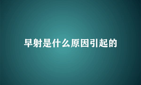 早射是什么原因引起的