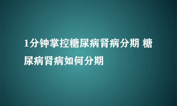 1分钟掌控糖尿病肾病分期 糖尿病肾病如何分期