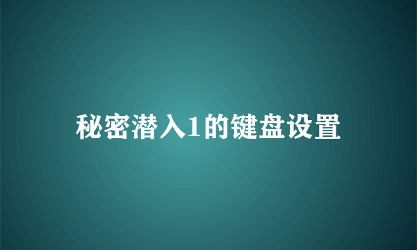 秘密潜入1的键盘设置