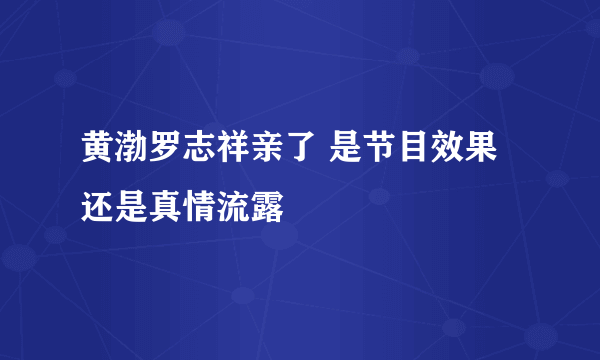 黄渤罗志祥亲了 是节目效果还是真情流露