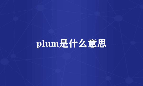 plum是什么意思