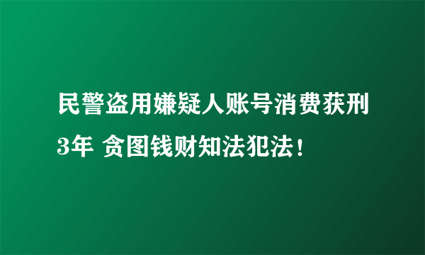 民警盗用嫌疑人账号消费获刑3年 贪图钱财知法犯法！