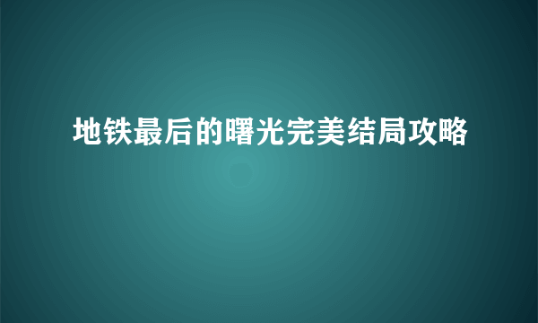 地铁最后的曙光完美结局攻略