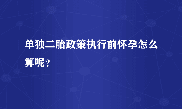 单独二胎政策执行前怀孕怎么算呢？