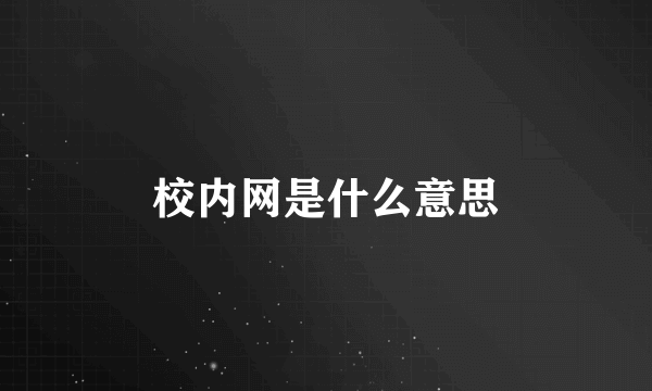 校内网是什么意思