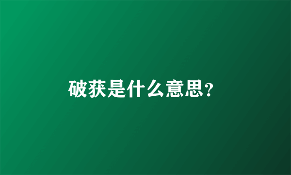 破获是什么意思？