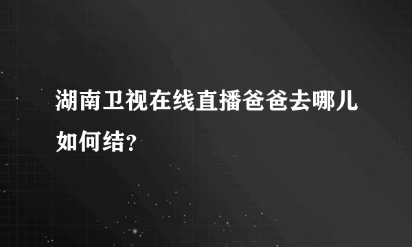 湖南卫视在线直播爸爸去哪儿如何结？