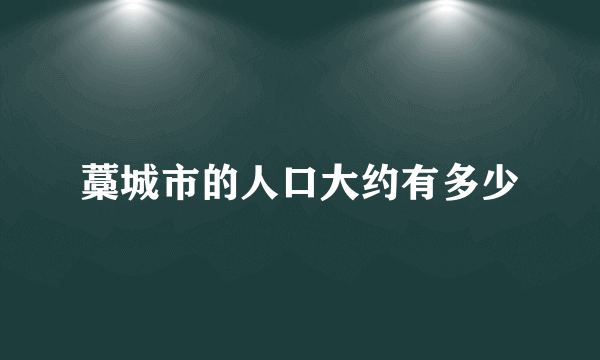 藁城市的人口大约有多少