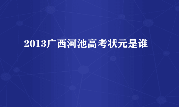 2013广西河池高考状元是谁