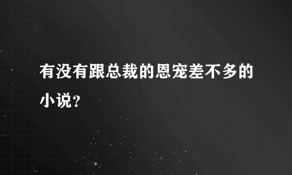 有没有跟总裁的恩宠差不多的小说？