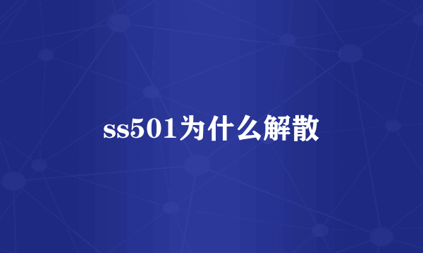 ss501为什么解散