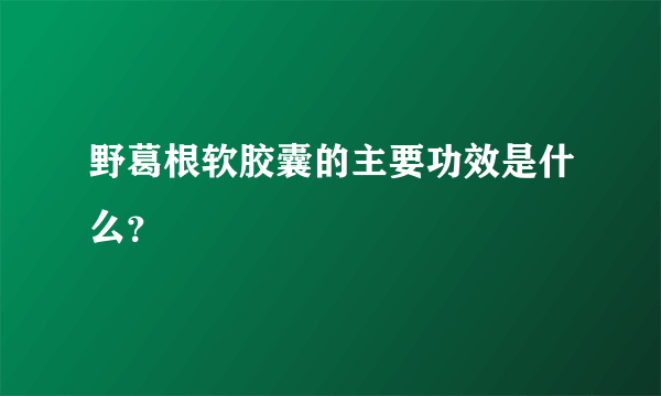 野葛根软胶囊的主要功效是什么？