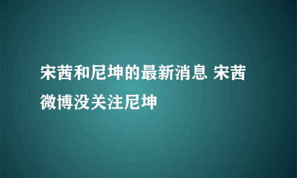 宋茜和尼坤的最新消息 宋茜微博没关注尼坤