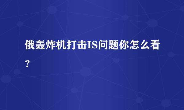 俄轰炸机打击IS问题你怎么看？