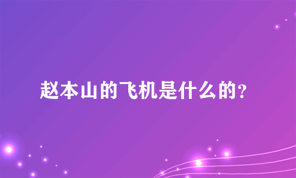 赵本山的飞机是什么的？