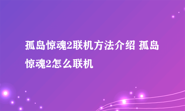 孤岛惊魂2联机方法介绍 孤岛惊魂2怎么联机