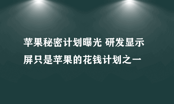 苹果秘密计划曝光 研发显示屏只是苹果的花钱计划之一