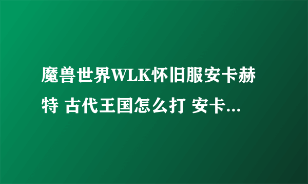 魔兽世界WLK怀旧服安卡赫特 古代王国怎么打 安卡赫特 古代王国打法攻略