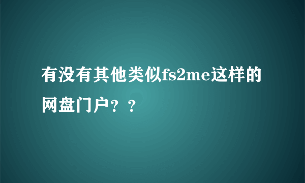 有没有其他类似fs2me这样的网盘门户？？