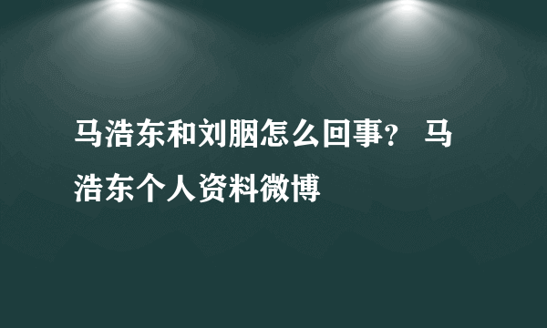 马浩东和刘胭怎么回事？ 马浩东个人资料微博