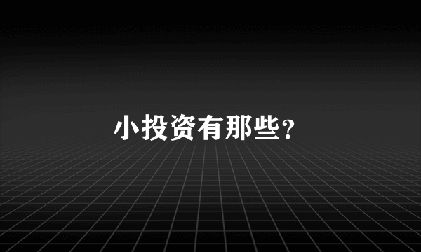 小投资有那些？