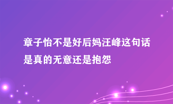 章子怡不是好后妈汪峰这句话是真的无意还是抱怨