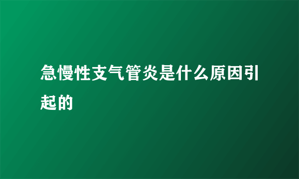 急慢性支气管炎是什么原因引起的