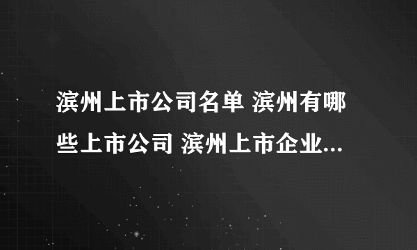 滨州上市公司名单 滨州有哪些上市公司 滨州上市企业【品牌库】