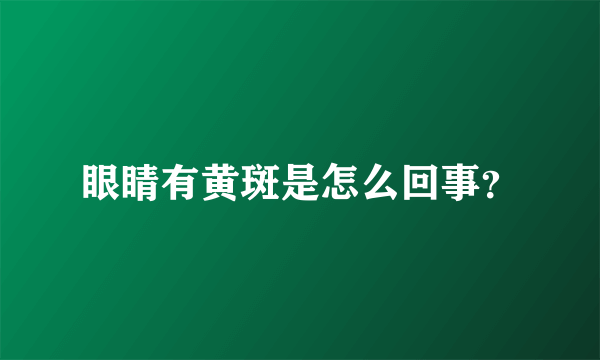 眼睛有黄斑是怎么回事？