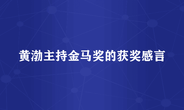 黄渤主持金马奖的获奖感言