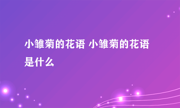 小雏菊的花语 小雏菊的花语是什么