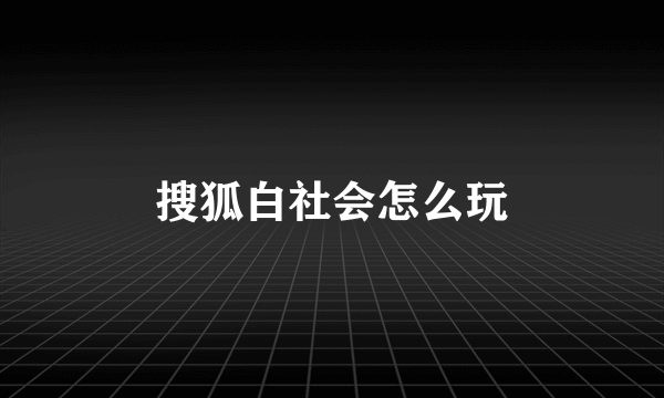 搜狐白社会怎么玩