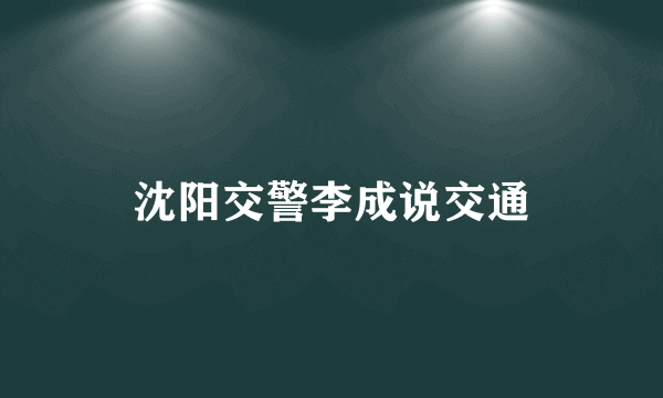 沈阳交警李成说交通