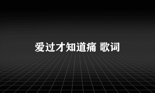 爱过才知道痛 歌词