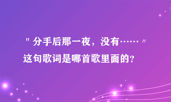 ＂分手后那一夜，没有……〃这句歌词是哪首歌里面的？