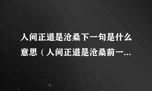 人间正道是沧桑下一句是什么意思（人间正道是沧桑前一句是什么意思）