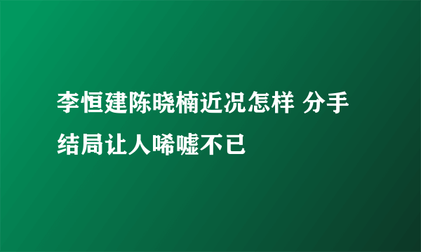 李恒建陈晓楠近况怎样 分手结局让人唏嘘不已