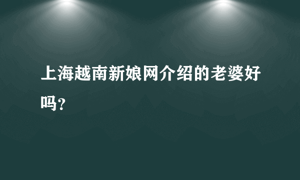 上海越南新娘网介绍的老婆好吗？