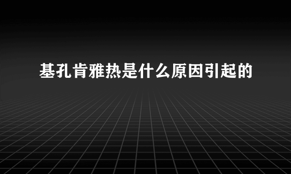 基孔肯雅热是什么原因引起的