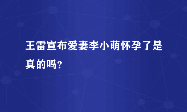 王雷宣布爱妻李小萌怀孕了是真的吗？