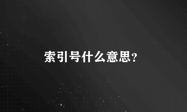 索引号什么意思？