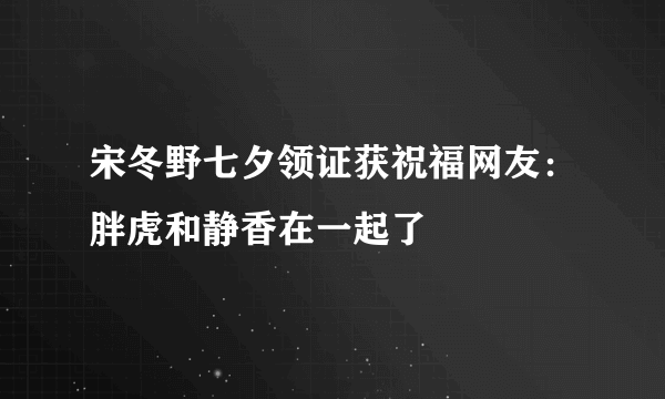 宋冬野七夕领证获祝福网友：胖虎和静香在一起了