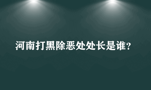 河南打黑除恶处处长是谁？