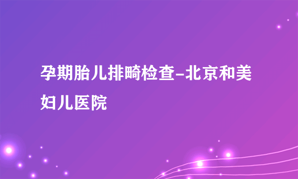 孕期胎儿排畸检查-北京和美妇儿医院