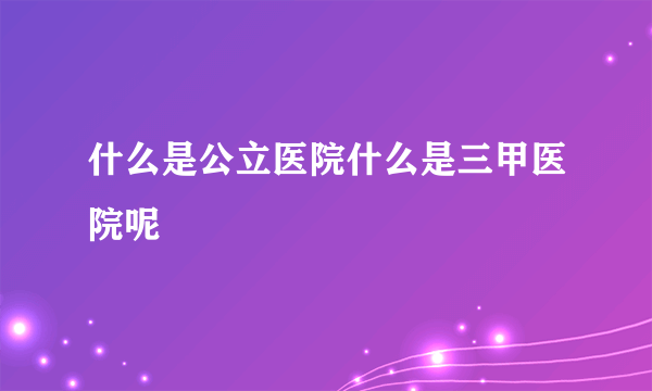 什么是公立医院什么是三甲医院呢