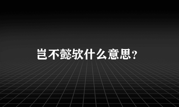 岂不懿欤什么意思？