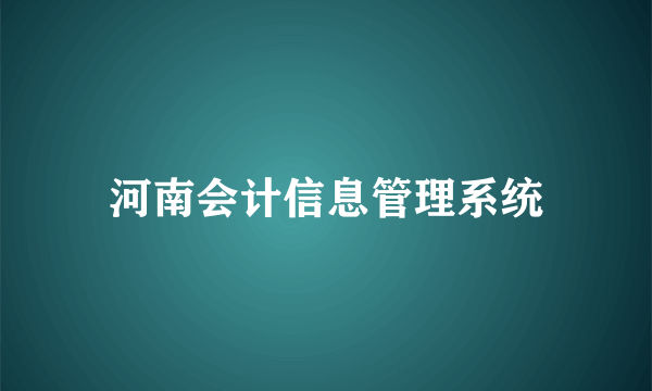 河南会计信息管理系统