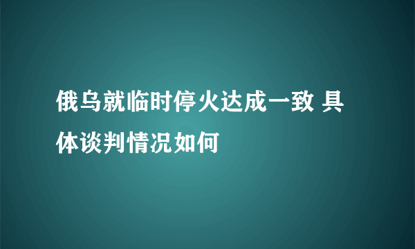 俄乌就临时停火达成一致 具体谈判情况如何